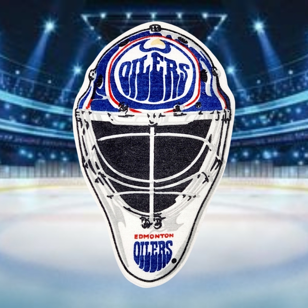 Edmonton Oilers Goalie Mask Patch Iron On Applique Vintage NHL Hockey